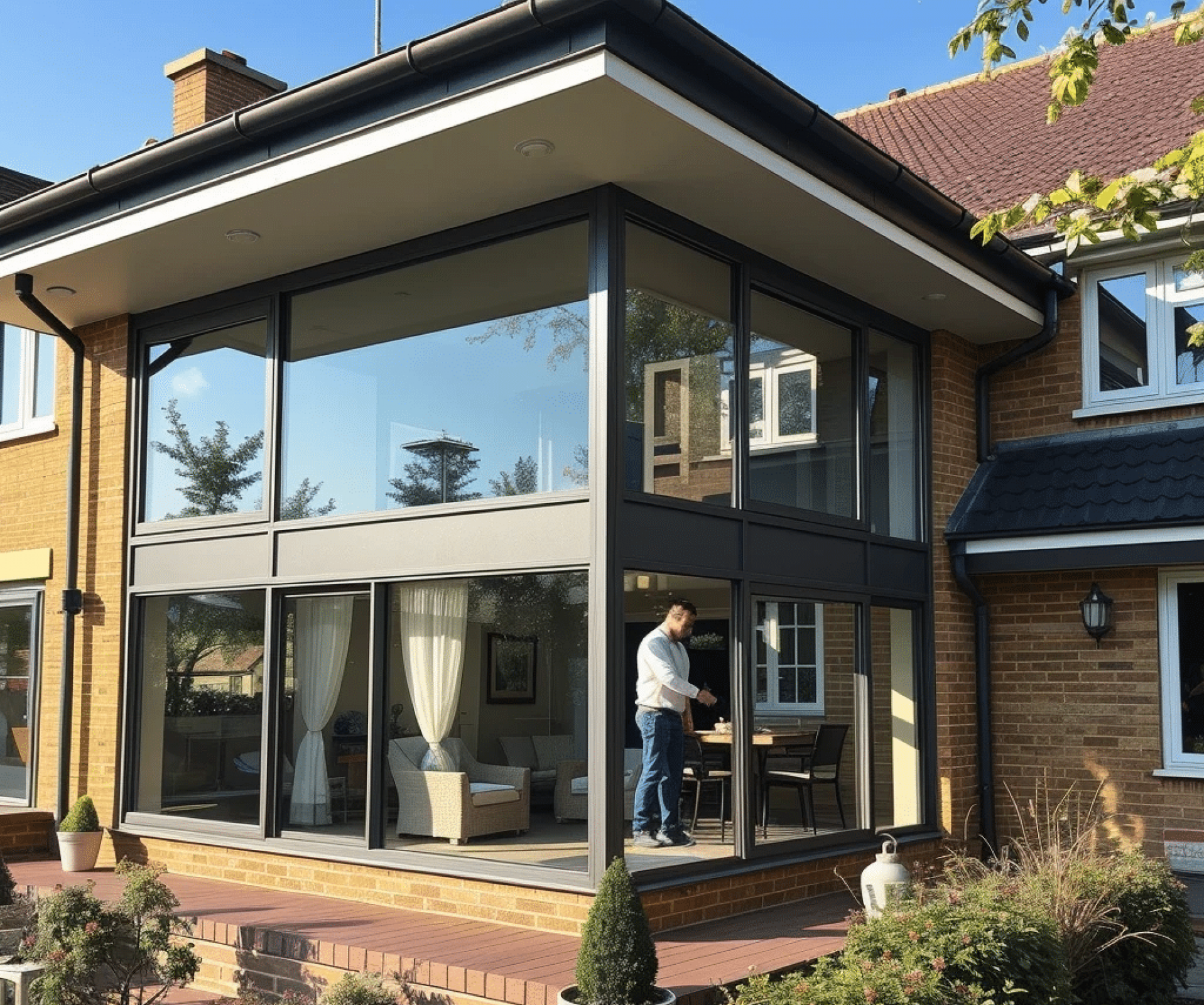 Остеклить пристройку к дому.